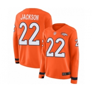 Women's Denver Broncos #22 Kareem Jackson Limited Orange Therma Long Sleeve Football Jersey