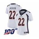 Women's Denver Broncos #22 Kareem Jackson White Vapor Untouchable Limited Player 100th Season Football Jersey