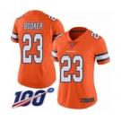 Women's Denver Broncos #23 Devontae Booker Limited Orange Rush Vapor Untouchable 100th Season Football Jersey