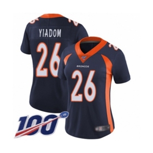 Women's Denver Broncos #26 Isaac Yiadom Navy Blue Alternate Vapor Untouchable Limited Player 100th Season Football Jersey