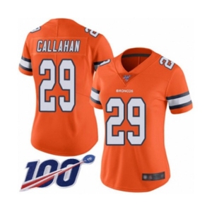 Women's Denver Broncos #29 Bryce Callahan Limited Orange Rush Vapor Untouchable 100th Season Football Jersey