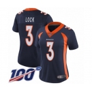 Women's Denver Broncos #3 Drew Lock Navy Blue Alternate Vapor Untouchable Limited Player 100th Season Football Jersey