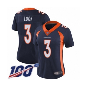Women's Denver Broncos #3 Drew Lock Navy Blue Alternate Vapor Untouchable Limited Player 100th Season Football Jersey