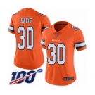 Women's Denver Broncos #30 Terrell Davis Limited Orange Rush Vapor Untouchable 100th Season Football Jersey