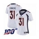 Women's Denver Broncos #31 Justin Simmons White Vapor Untouchable Limited Player 100th Season Football Jersey