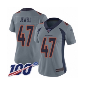 Women's Denver Broncos #47 Josey Jewell Limited Silver Inverted Legend 100th Season Football Jersey