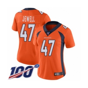 Women's Denver Broncos #47 Josey Jewell Orange Team Color Vapor Untouchable Limited Player 100th Season Football Jersey