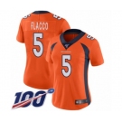 Women's Denver Broncos #5 Joe Flacco Orange Team Color Vapor Untouchable Limited Player 100th Season Football Jersey