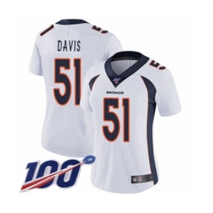 Women's Denver Broncos #51 Todd Davis White Vapor Untouchable Limited Player 100th Season Football Jersey