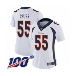 Women's Denver Broncos #55 Bradley Chubb White Vapor Untouchable Limited Player 100th Season Football Jersey