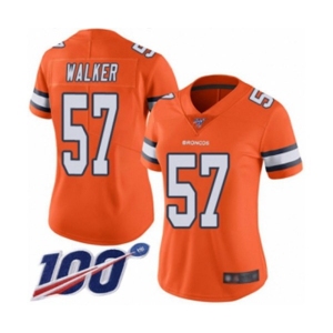 Women's Denver Broncos #57 Demarcus Walker Limited Orange Rush Vapor Untouchable 100th Season Football Jersey