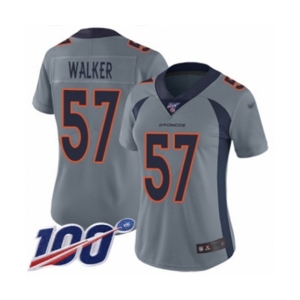 Women's Denver Broncos #57 Demarcus Walker Limited Silver Inverted Legend 100th Season Football Jersey