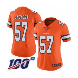 Women's Denver Broncos #57 Tom Jackson Limited Orange Rush Vapor Untouchable 100th Season Football Jersey