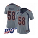 Women's Denver Broncos #58 Von Miller Limited Silver Inverted Legend 100th Season Football Jersey