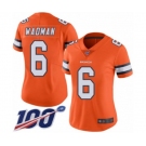 Women's Denver Broncos #6 Colby Wadman Limited Orange Rush Vapor Untouchable 100th Season Football Jersey