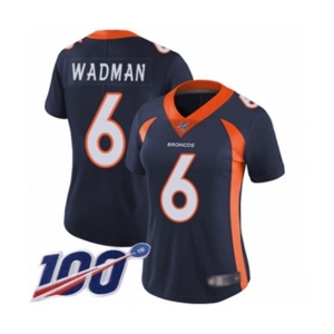 Women's Denver Broncos #6 Colby Wadman Navy Blue Alternate Vapor Untouchable Limited Player 100th Season Football Jersey