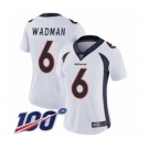 Women's Denver Broncos #6 Colby Wadman White Vapor Untouchable Limited Player 100th Season Football Jersey