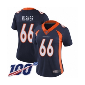 Women's Denver Broncos #66 Dalton Risner Navy Blue Alternate Vapor Untouchable Limited Player 100th Season Football Jersey