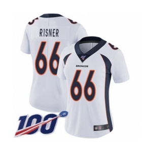 Women's Denver Broncos #66 Dalton Risner White Vapor Untouchable Limited Player 100th Season Football Jersey