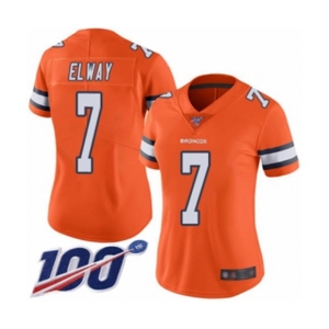 Women's Denver Broncos #7 John Elway Limited Orange Rush Vapor Untouchable 100th Season Football Jersey