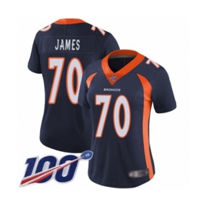 Women's Denver Broncos #70 Ja'Wuan James Navy Blue Alternate Vapor Untouchable Limited Player 100th Season Football Jersey