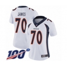 Women's Denver Broncos #70 Ja'Wuan James White Vapor Untouchable Limited Player 100th Season Football Jersey