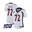 Women's Denver Broncos #72 Garett Bolles White Vapor Untouchable Limited Player 100th Season Football Jersey