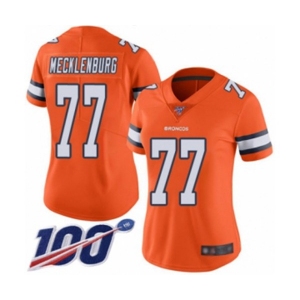 Women's Denver Broncos #77 Karl Mecklenburg Limited Orange Rush Vapor Untouchable 100th Season Football Jersey