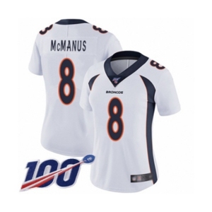 Women's Denver Broncos #8 Brandon McManus White Vapor Untouchable Limited Player 100th Season Football Jersey