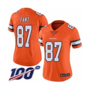 Women's Denver Broncos #87 Noah Fant Limited Orange Rush Vapor Untouchable 100th Season Football Jersey
