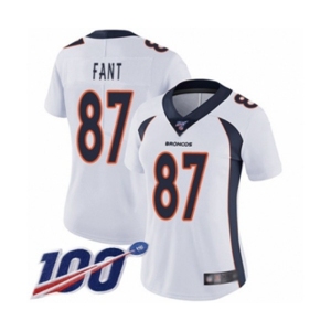 Women's Denver Broncos #87 Noah Fant White Vapor Untouchable Limited Player 100th Season Football Jersey