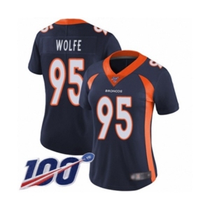 Women's Denver Broncos #95 Derek Wolfe Navy Blue Alternate Vapor Untouchable Limited Player 100th Season Football Jersey