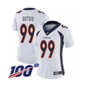 Women's Denver Broncos #99 Adam Gotsis White Vapor Untouchable Limited Player 100th Season Football Jersey