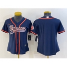 Women's Denver Broncos Blank Navy With Patch Cool Base Stitched Baseball Jersey