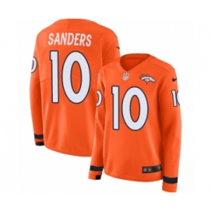 Women's Nike Denver Broncos #10 Emmanuel Sanders Limited Orange Therma Long Sleeve NFL Jersey