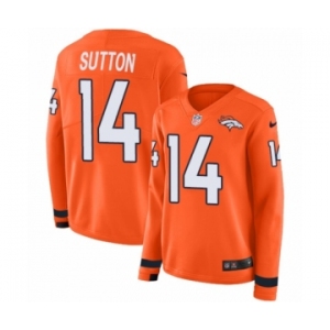 Women's Nike Denver Broncos #14 Courtland Sutton Limited Orange Therma Long Sleeve NFL Jersey