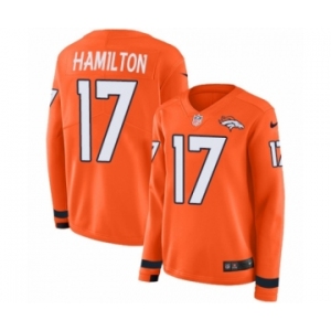 Women's Nike Denver Broncos #17 DaeSean Hamilton Limited Orange Therma Long Sleeve NFL Jersey