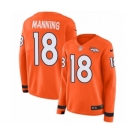 Women's Nike Denver Broncos #18 Peyton Manning Limited Orange Therma Long Sleeve NFL Jersey