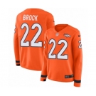 Women's Nike Denver Broncos #22 Tramaine Brock Limited Orange Therma Long Sleeve NFL Jersey