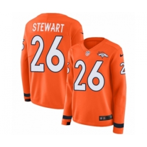 Women's Nike Denver Broncos #26 Darian Stewart Limited Orange Therma Long Sleeve NFL Jersey