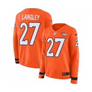 Women's Nike Denver Broncos #27 Brendan Langley Limited Orange Therma Long Sleeve NFL Jersey