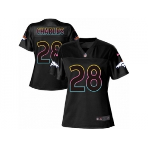 Women's Nike Denver Broncos #28 Jamaal Charles Game Black Fashion NFL Jersey