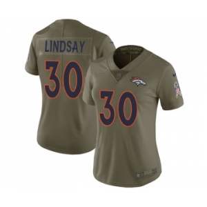 Women's Nike Denver Broncos #30 Phillip Lindsay Limited Olive 2017 Salute to Service NFL Jersey