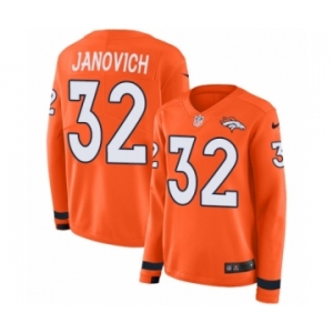 Women's Nike Denver Broncos #32 Andy Janovich Limited Orange Therma Long Sleeve NFL Jersey