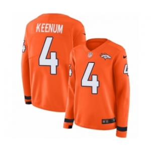 Women's Nike Denver Broncos #4 Case Keenum Limited Orange Therma Long Sleeve NFL Jersey