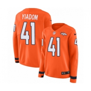 Women's Nike Denver Broncos #41 Isaac Yiadom Limited Orange Therma Long Sleeve NFL Jersey