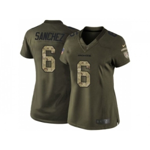 Women's Nike Denver Broncos #6 Mark Sanchez Green Stitched NFL Limited Salute to Service Jersey