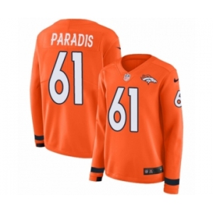 Women's Nike Denver Broncos #61 Matt Paradis Limited Orange Therma Long Sleeve NFL Jersey