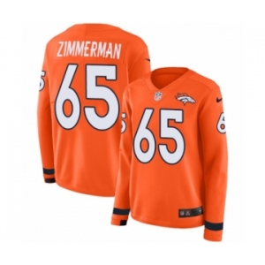 Women's Nike Denver Broncos #65 Gary Zimmerman Limited Orange Therma Long Sleeve NFL Jersey