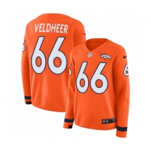 Women's Nike Denver Broncos #66 Jared Veldheer Limited Orange Therma Long Sleeve NFL Jersey